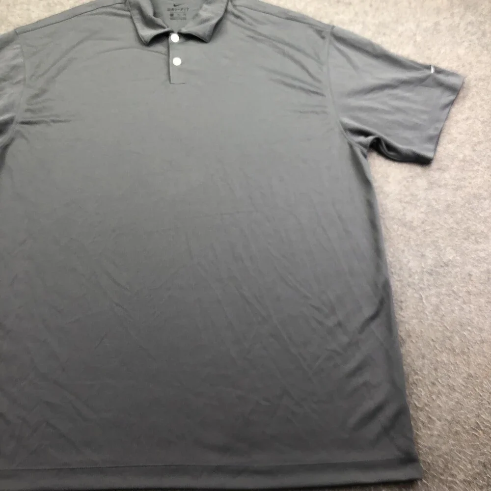 Nike Polo Shirt Mens 2XL Gray Golf Performance Dri-FIT 104.5 The Zone Logo
